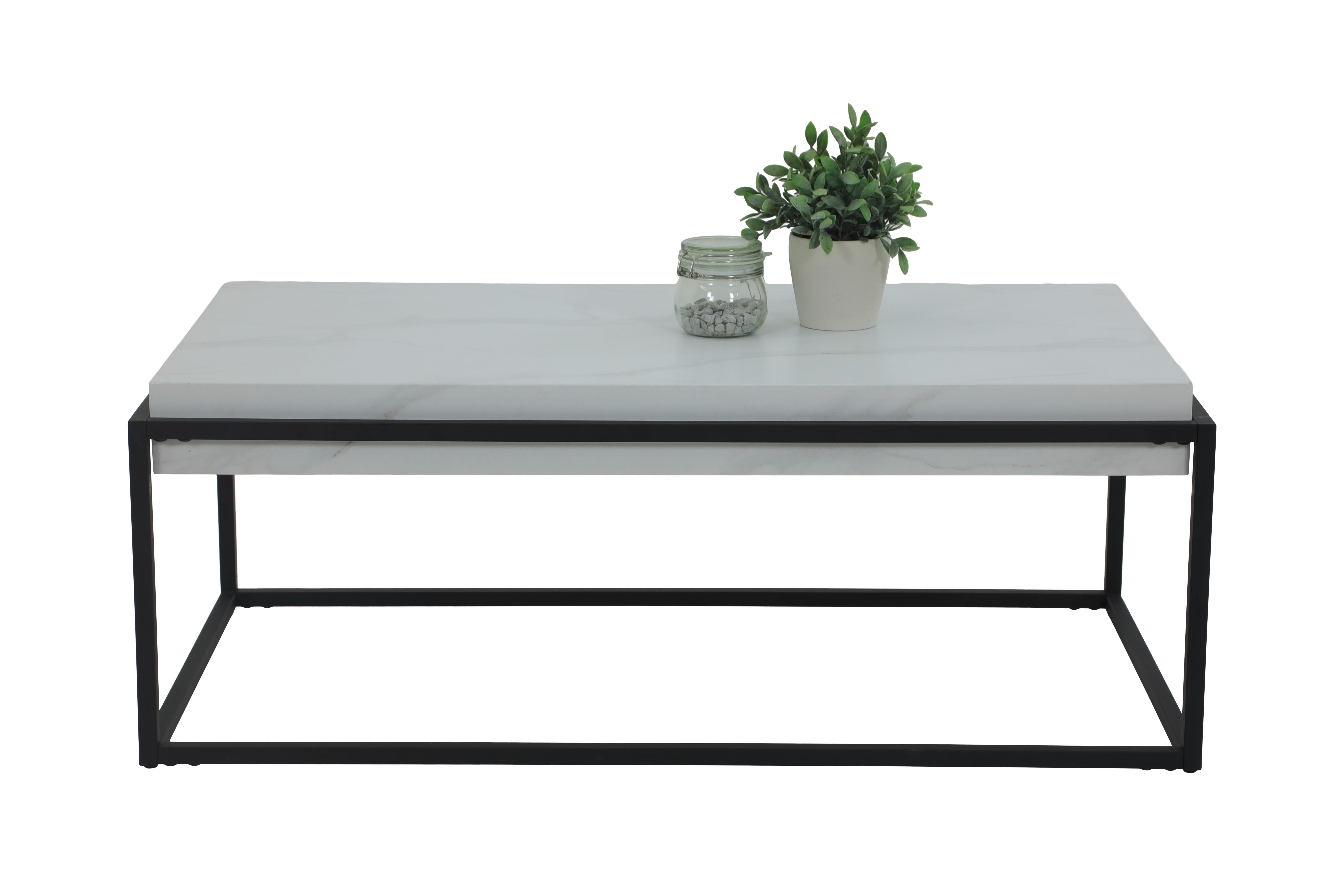 Couchtisch Carlos Grauweiß L: 114 cm - Grauweiß/Schwarz, Design, Holzwerkstoff/Metall (114/64/42cm) - Livetastic