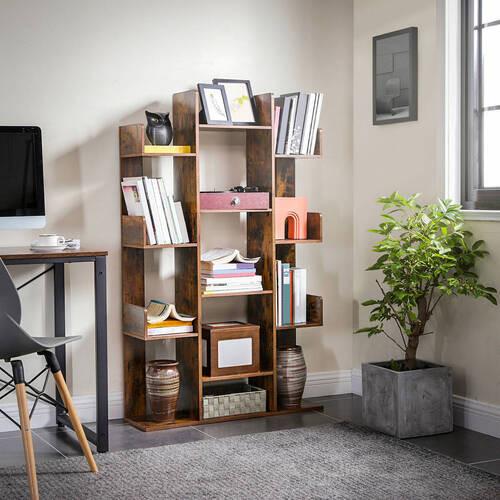 Nástenná knižnica IRON - hnedá, Basics, kompozitné drevo (86/140/25cm) - Boxxx