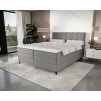 Boxspringbett Mitto mit Topper 180x200 cm - Schwarz/Grau, KONVENTIONELL, Textil/Metall (180/200cm)