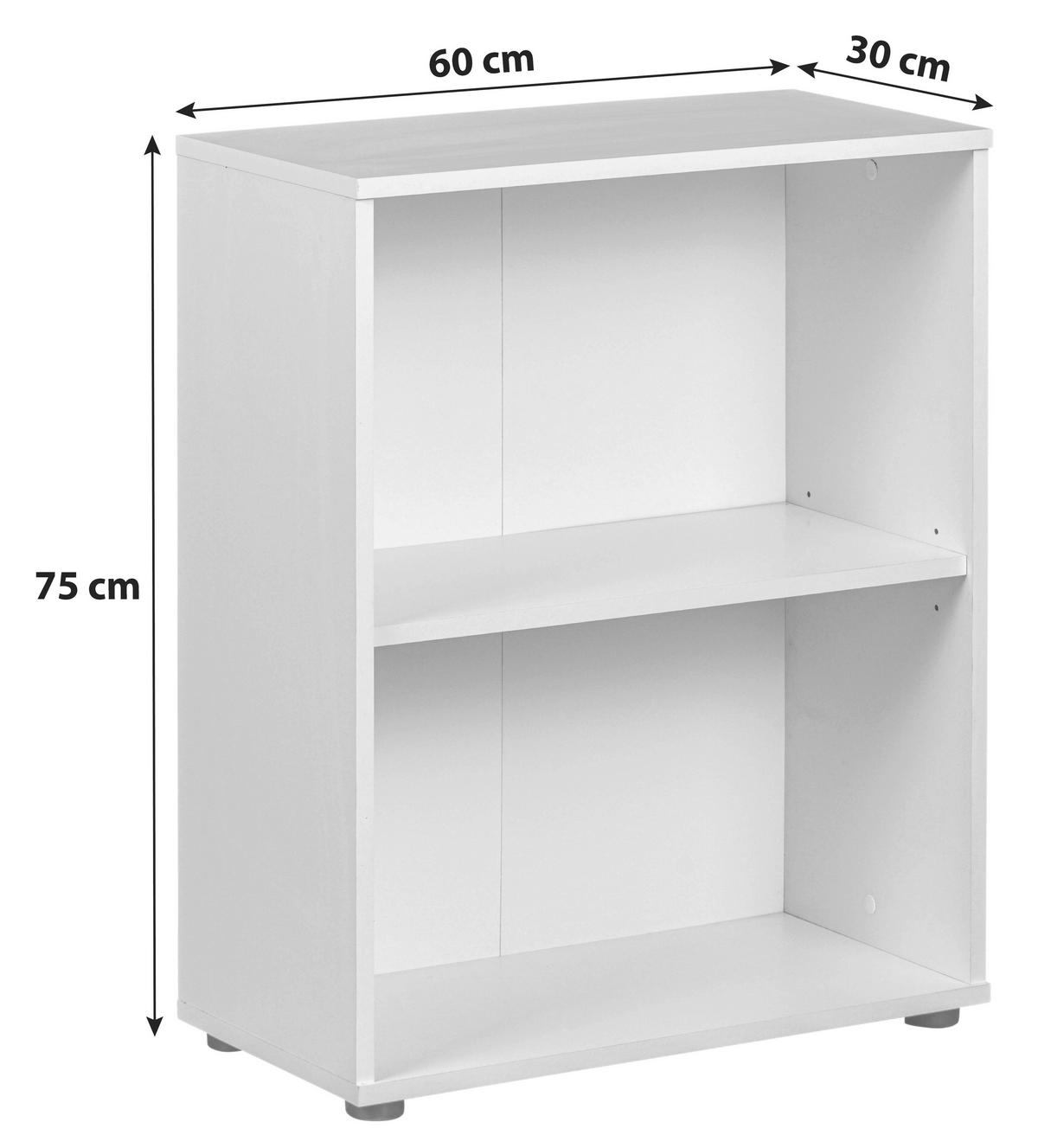 Regal Arco B 60cm, Weiß - Schwarz/Weiß, Basics, Holzwerkstoff (60/75/30cm) - MID.YOU