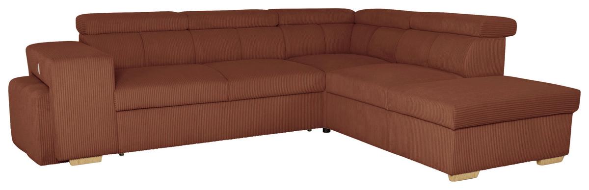 Ecksofa Sirius L terracotta, 267x218cm - Eichefarben/Terracotta, KONVENTIONELL, Holz/Holzwerkstoff (267/218cm)
