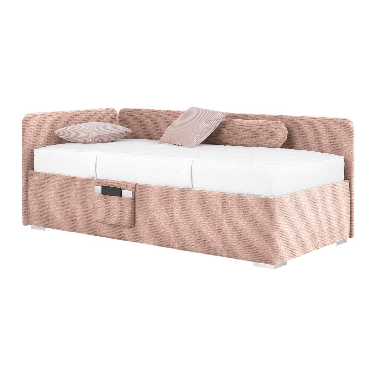 Posteľ Remi s bočnicami 90x200, poťah tmavoružový - prírodná farba/ružová, Konventionell, drevo/textil (90/200cm) - Based