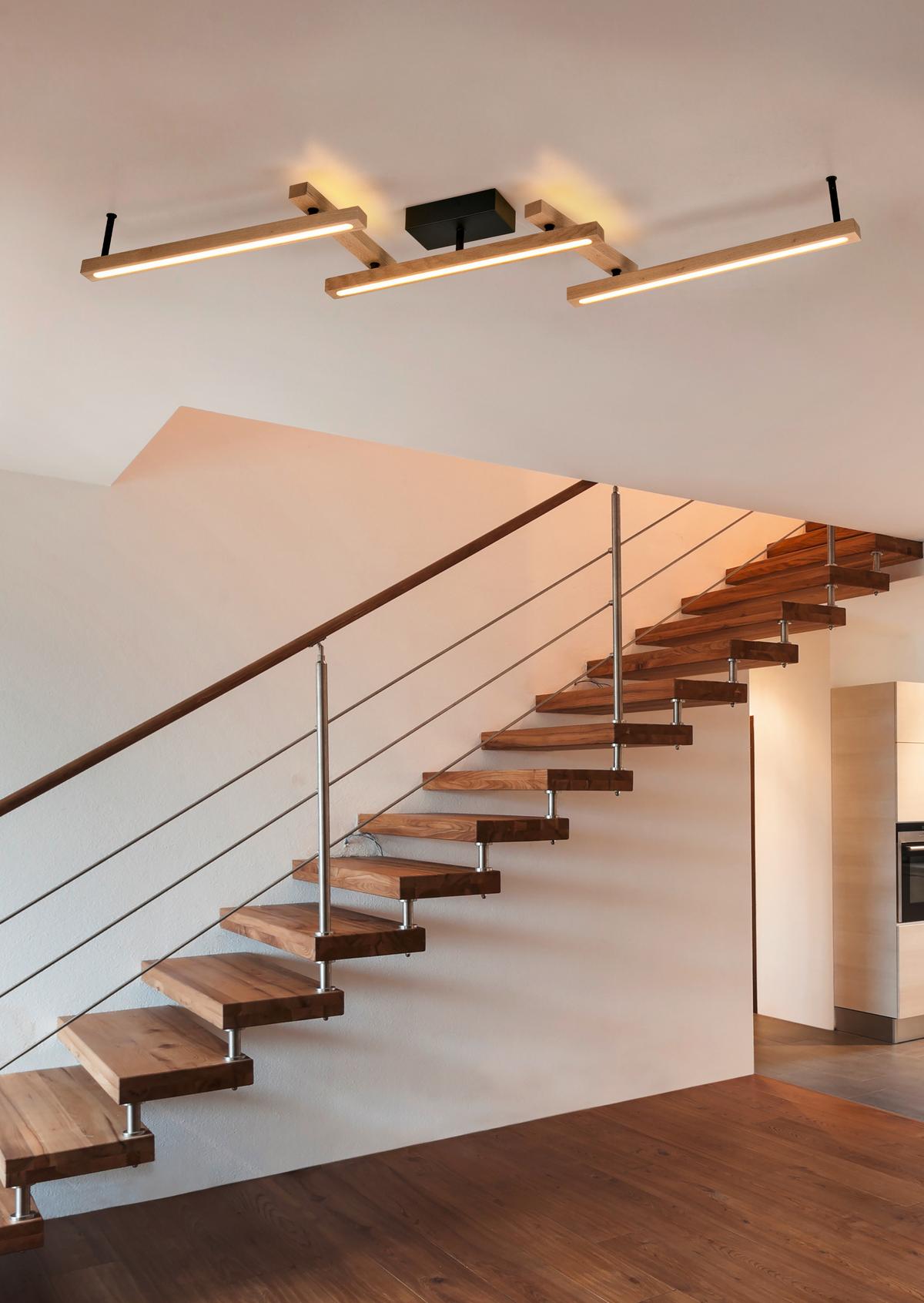 Led-deckenleuchte Bellari L: 180 Cm Mit Fernbedienung - Naturfarben, Basics, Holz (180/13/10cm) - Trio Leuchten