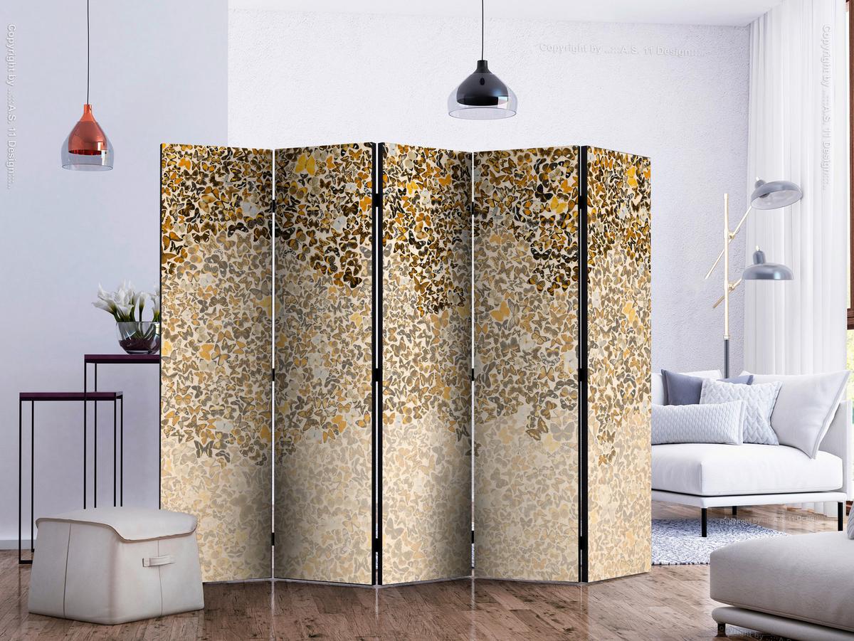 Paravent Braun Beige B: 225 cm - Beige/Braun, Basics, Holz/Textil (225/172/3cm) - artgeist