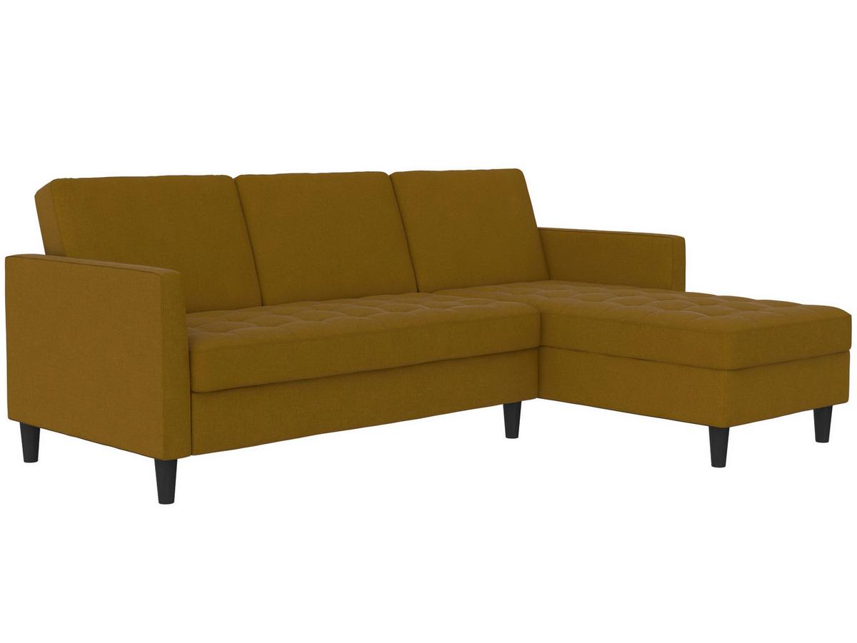 Ecksofa Palermo Currygelb, mit Stauraum - Currygelb/Schwarz, Basics, Textil (213/154cm) - Livetastic