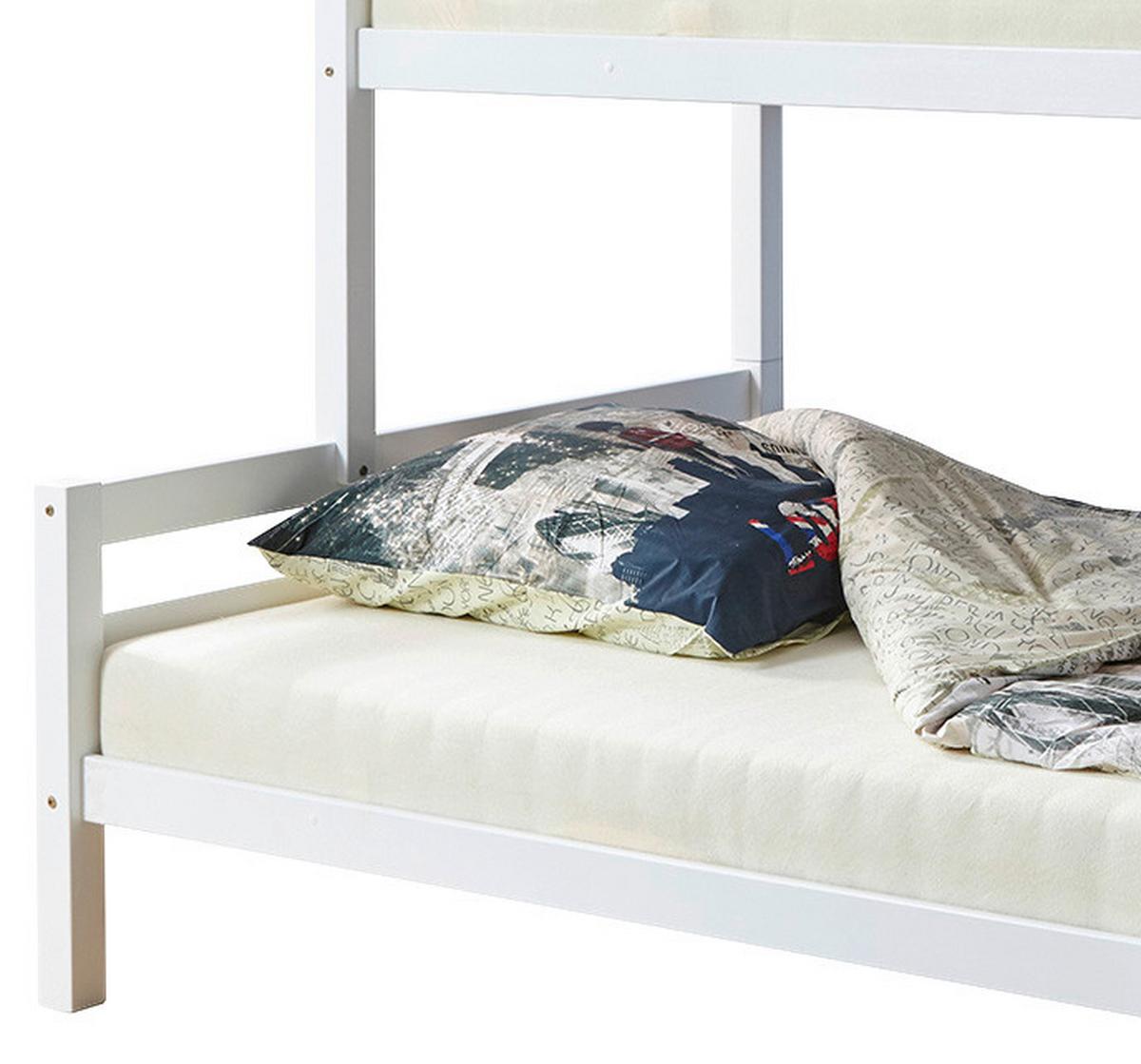 Etagenbett Maxim Weiß Buche Massiv 140 Cm Mit Leiter - Weiß, MODERN, Holz (140/200cm) - MID.YOU