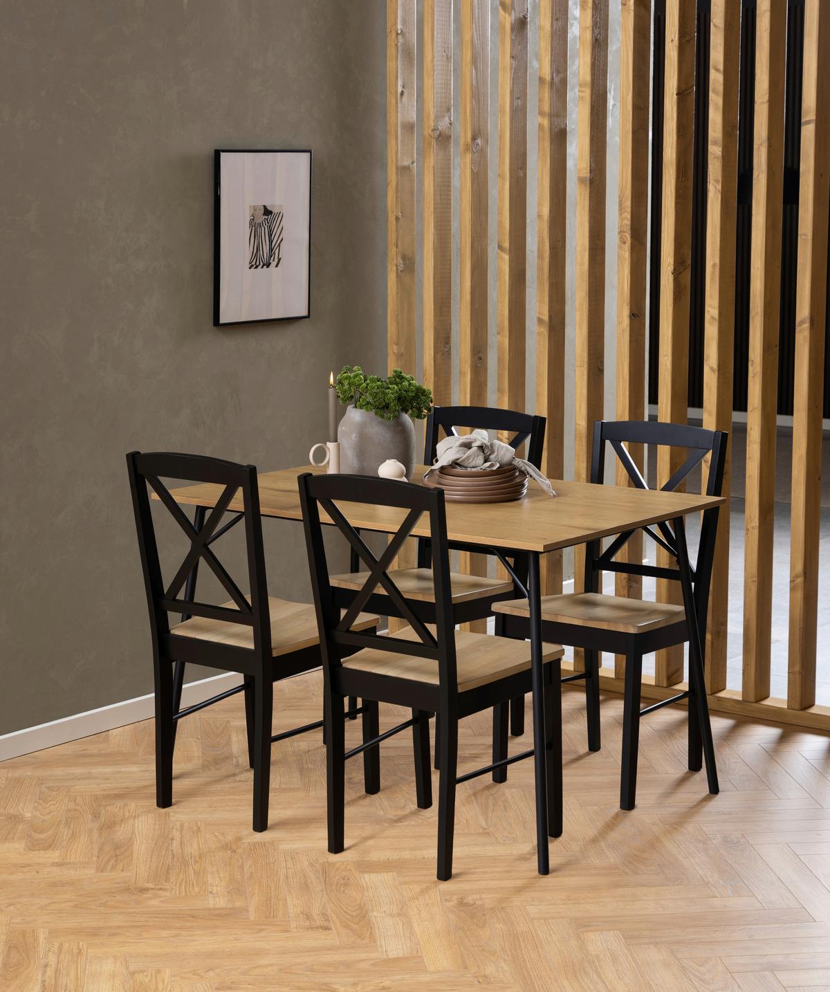 Esstisch Peru - Eichefarben/Schwarz, Design, Holzwerkstoff/Metall (120/75/80cm) - MID.YOU