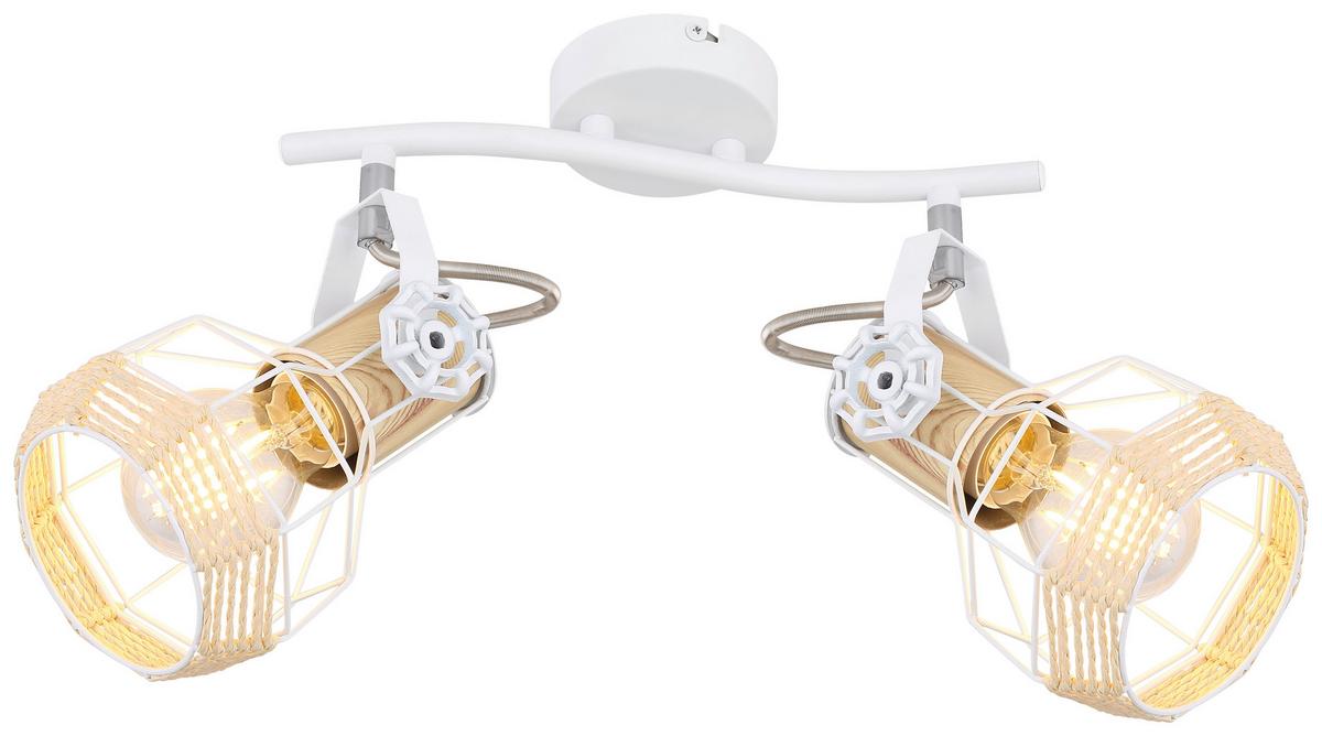 Strahler Bana 2-Flammig verstellbar L: 29,6 cm - Naturfarben/Weiß, Basics, Metall (29,6/23/19cm) - Globo