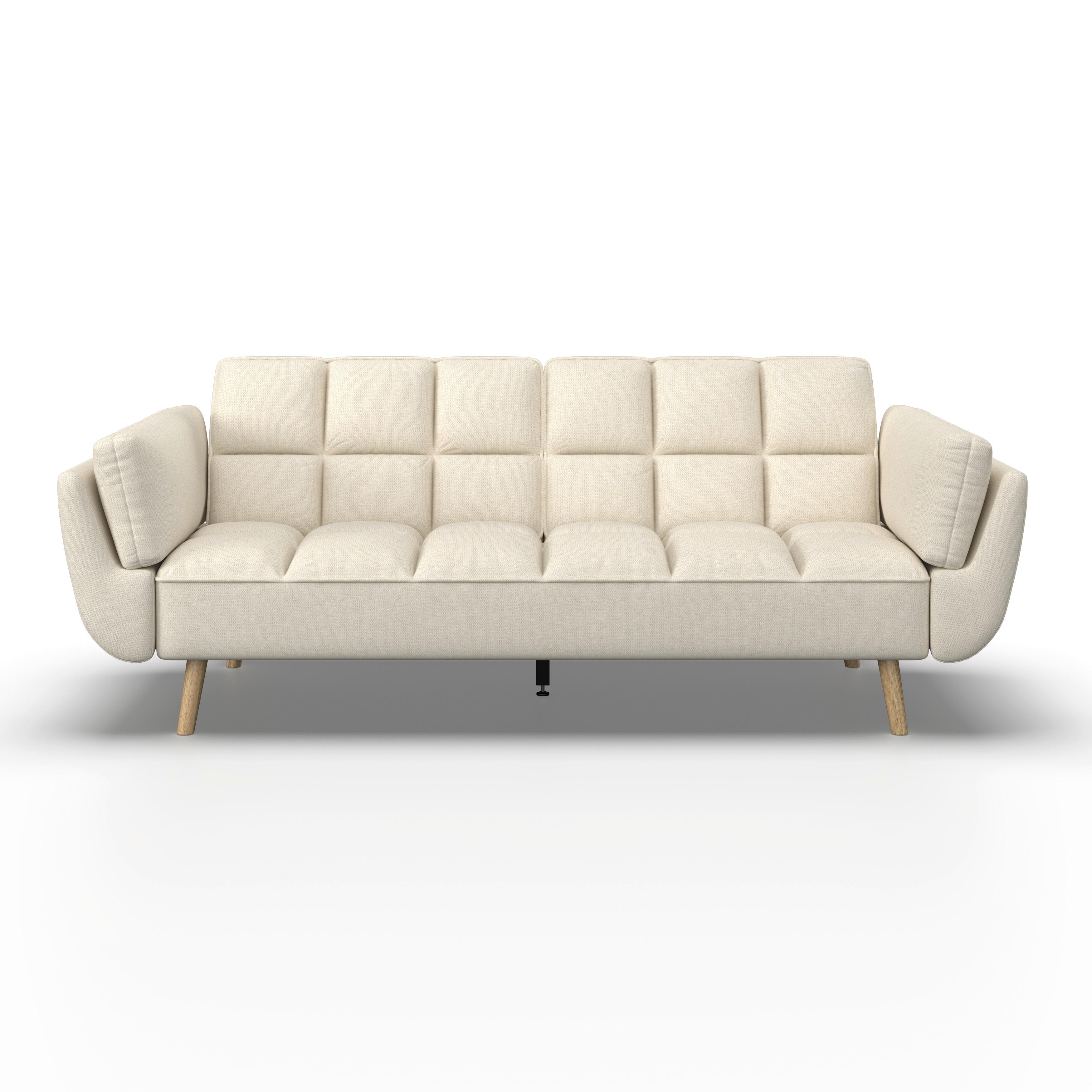 Rozkládací pohovka CORA, krémová, max. 360 kg - krémová/přírodní barvy, Moderní, dřevo/textil (212/81/92cm) - Bessagi Home