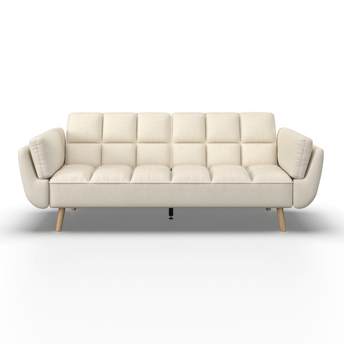 Rozkladacia pohovka CORA, krémová, max. 360 kg - krémová/prírodná farba, Modern, drevo/textil (214/92/81cm) - Bessagi Home