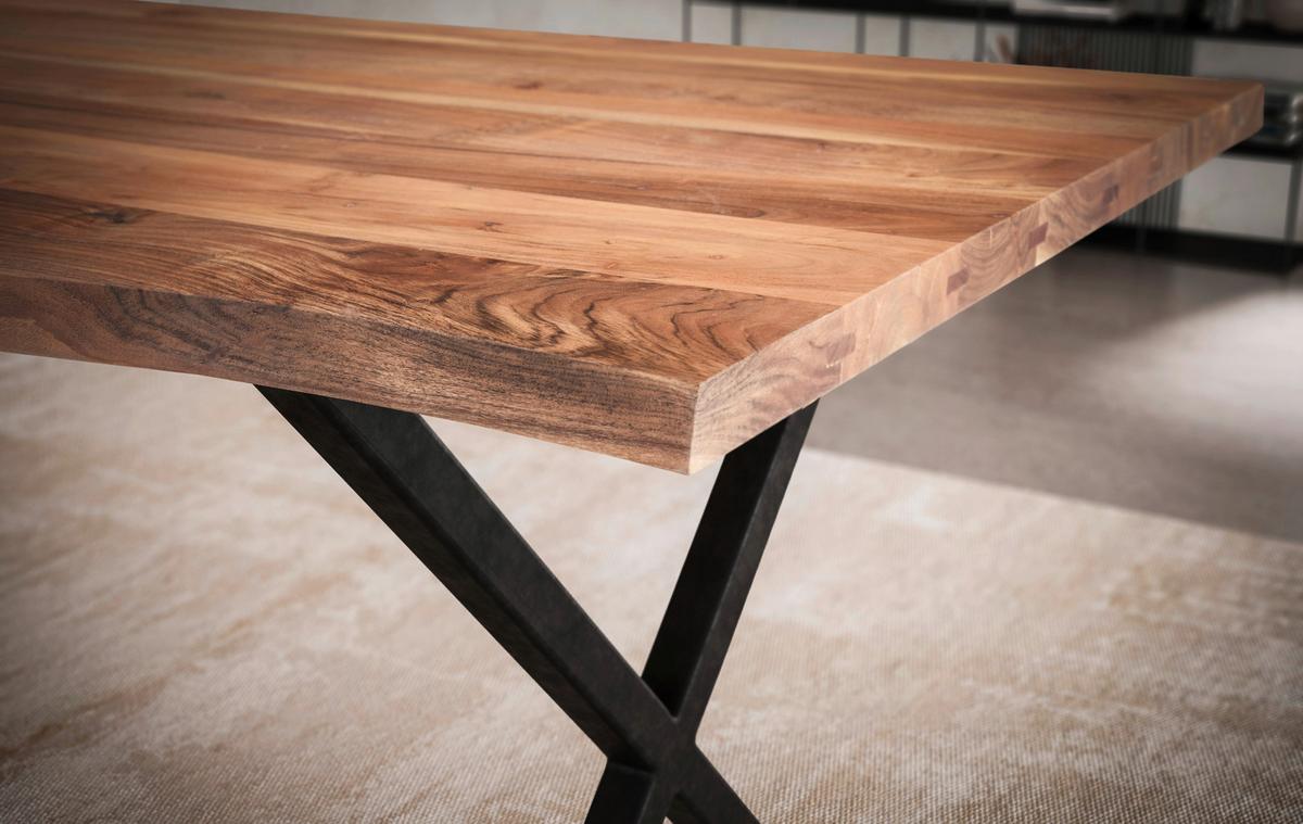 Esstisch Wl7.251 - Schwarz/Akaziefarben, MODERN, Holz/Metall (120/60/76cm) - MID.YOU