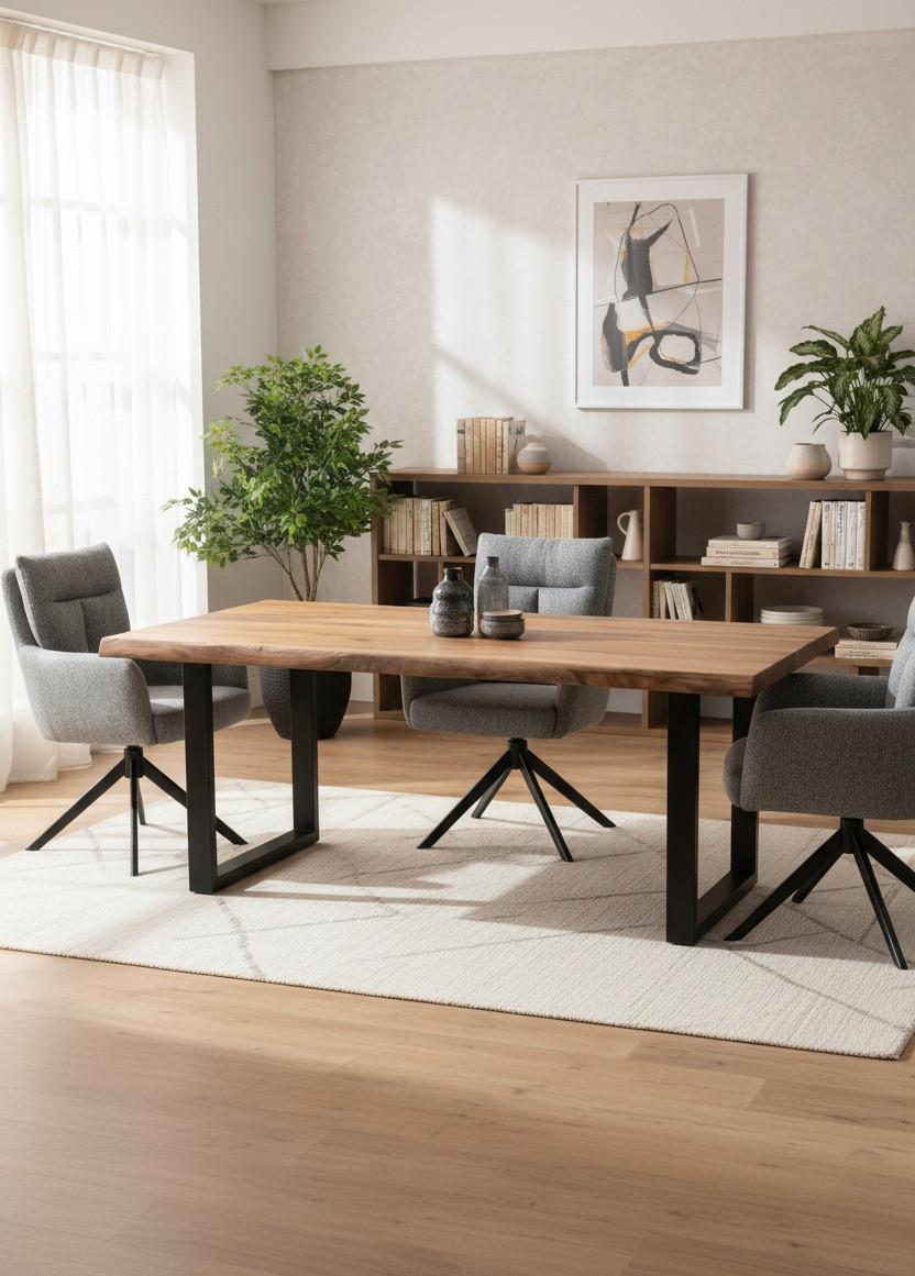 Armlehnstuhl Ella Ella - Schwarz/Grau, KONVENTIONELL, Textil/Metall (60/95/67cm) - MID.YOU