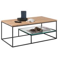 Couchtisch Mit Holzplatte Und Ablagefach Thore Eiche/schwarz - Klar/Eichefarben, MODERN, Glas/Holz (110/60/42cm) - Livetastic
