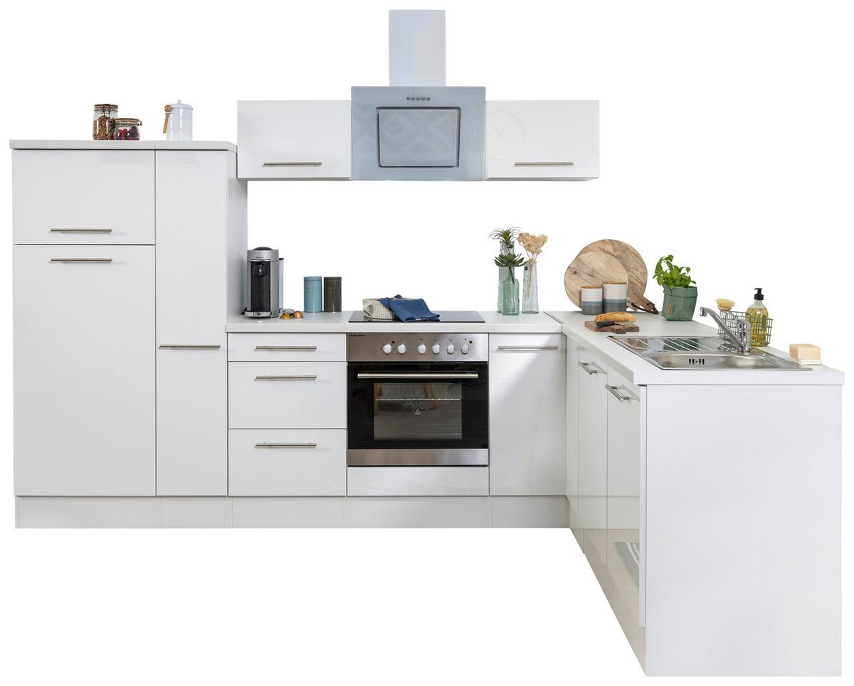 Eckküche Rp290wwc mit Geräten 290x200 cm Weiß - Weiß Hochglanz/Weiß, KONVENTIONELL, Holzwerkstoff (290/200cm) - Respekta