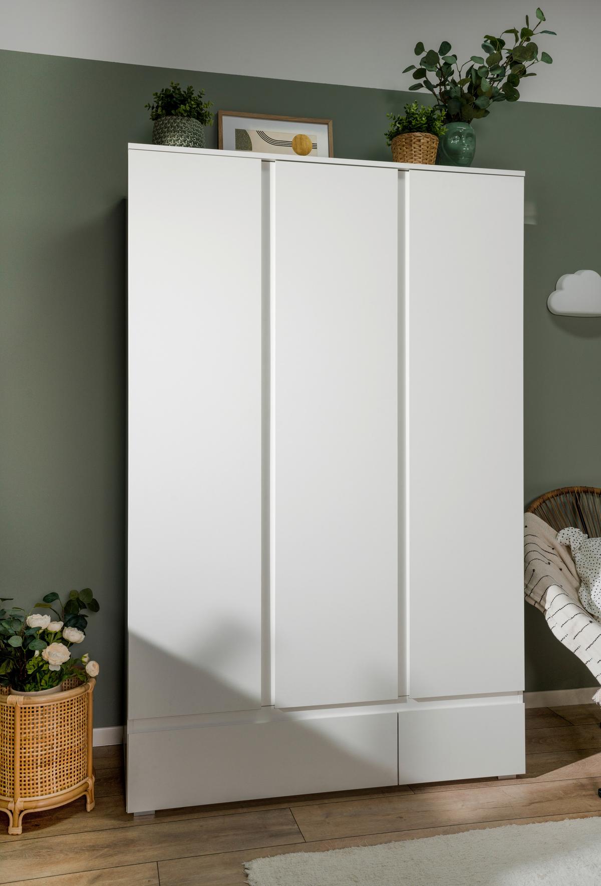 Drehtürenschrank Mit Laden B: 120 Cm Image, Weiß - Weiß, Basics, Holzwerkstoff (120/191/55cm) - MID.YOU