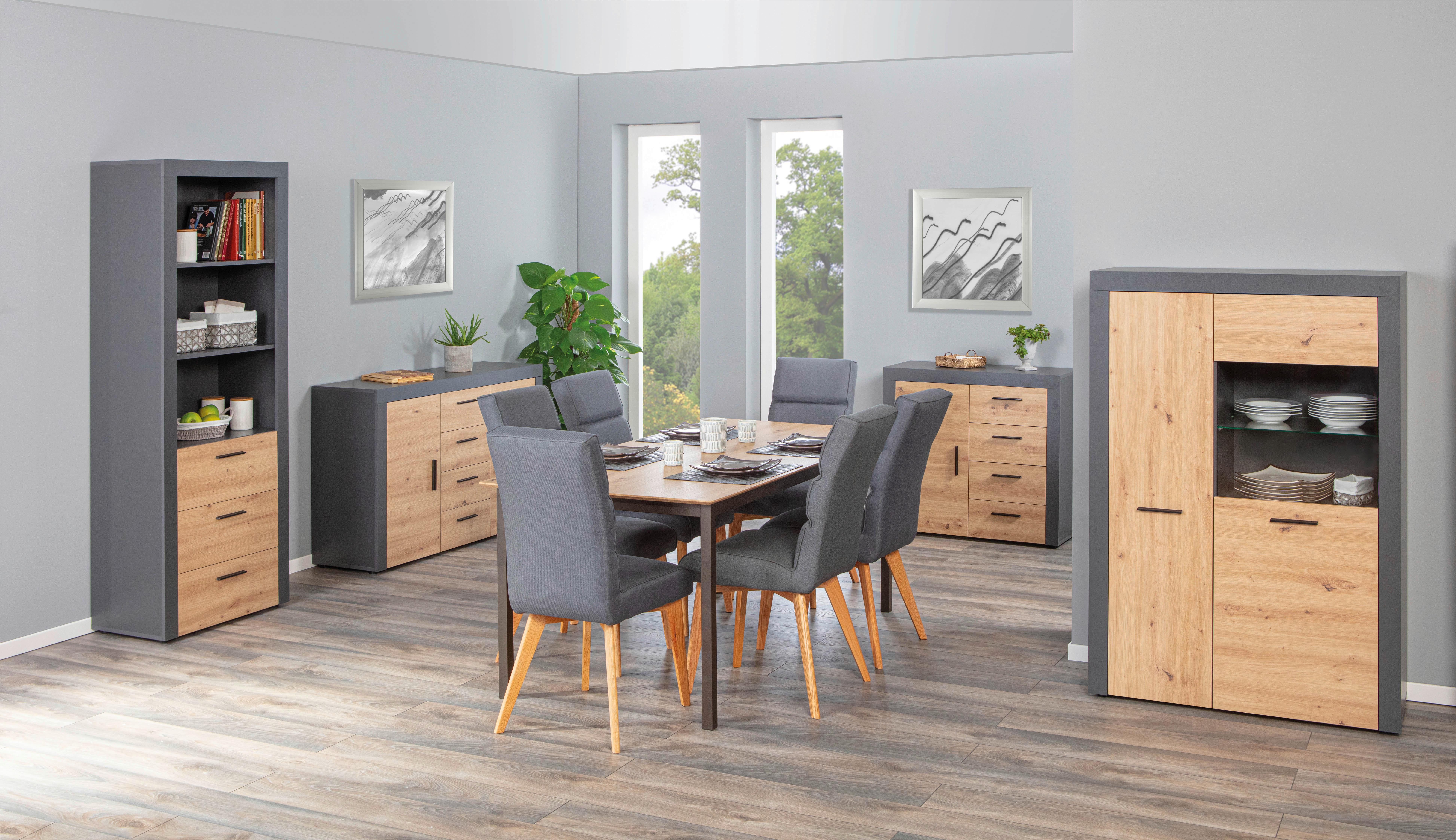 Kommode Corbeto 1t4s - Anthrazit/Schwarz, KONVENTIONELL, Holzwerkstoff (94/86/40cm) - MID.YOU
