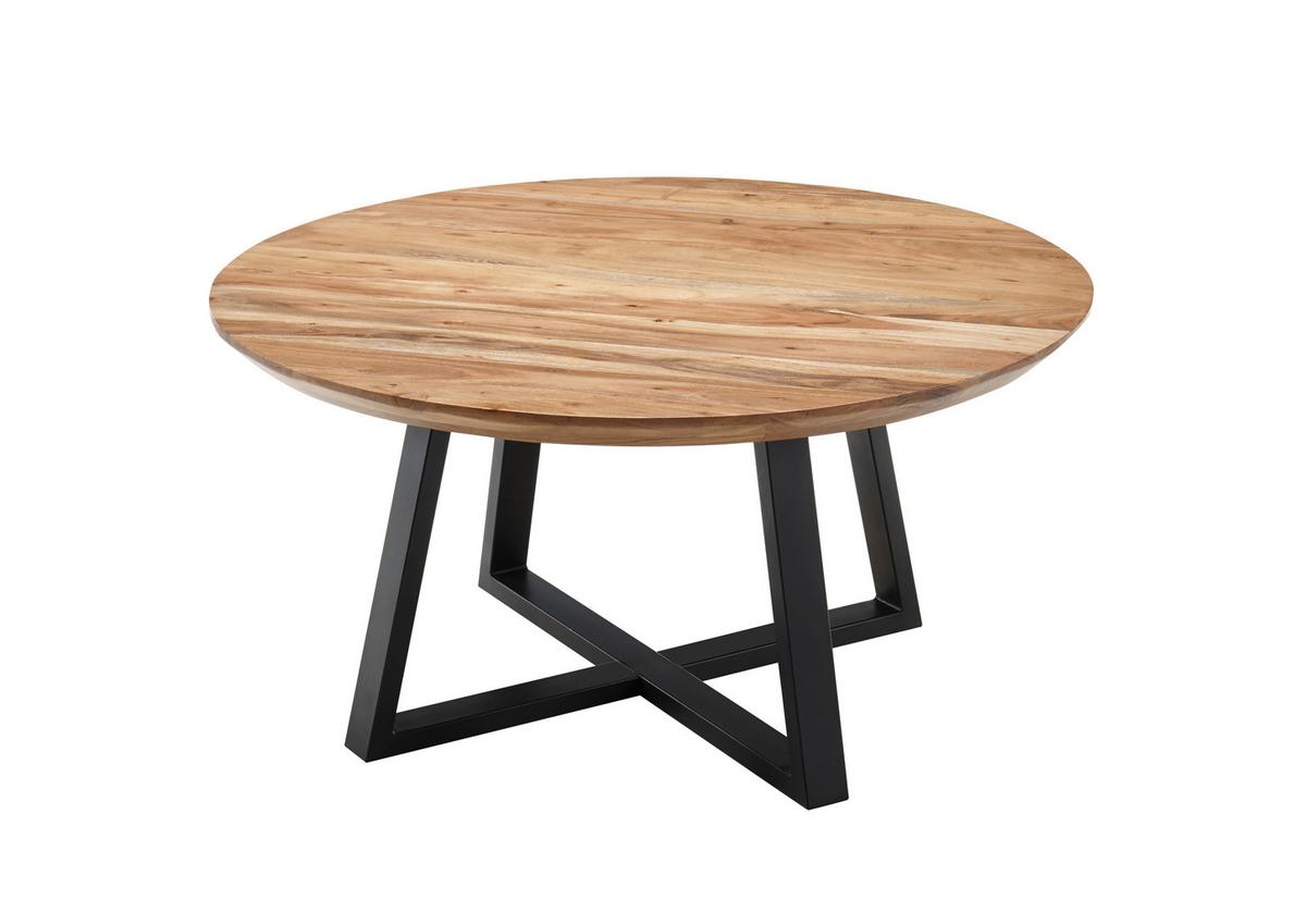 Konferenční stolek Safaga, dřevo/kov - černá/přírodní barvy, Natur, kov/dřevo (70/70/45cm) - Zandiara