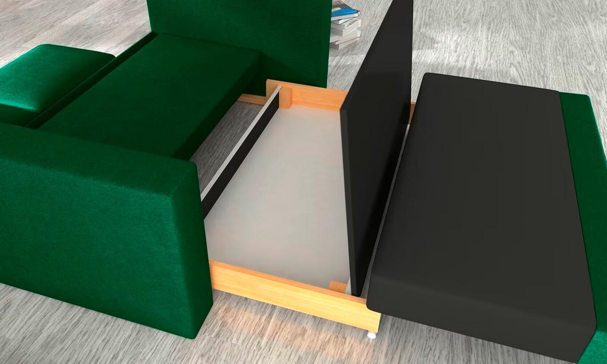 Schlafsofa Wave Grün, B: 150 Cm - Schwarz/Grün, Design, Textil (150/90/90cm) - MID.YOU