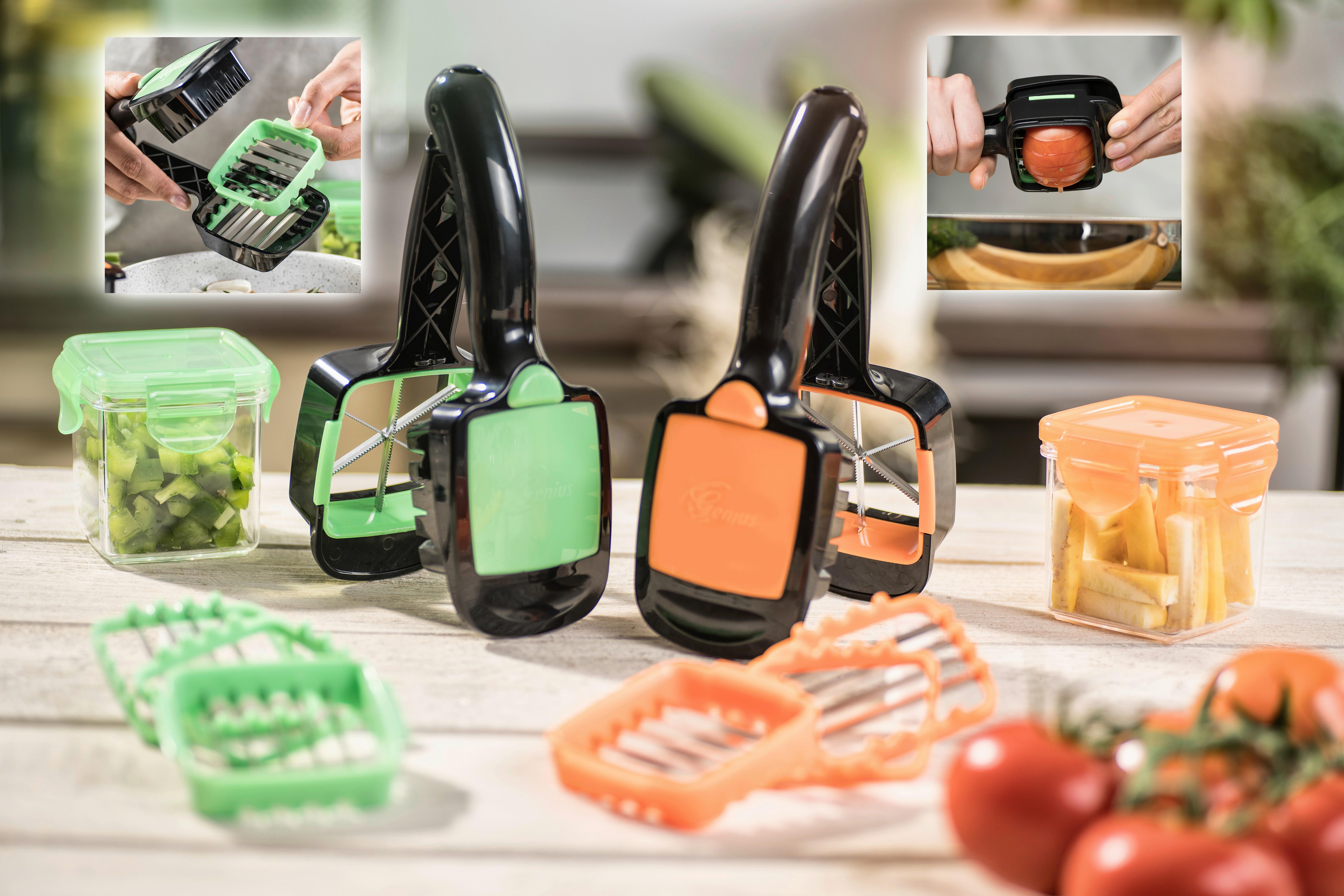 Küchenhelfer-Set Nicer Dicer Quick 7 -teilig. - Schwarz/Grün, Basics, Kunststoff/Metall - Genius