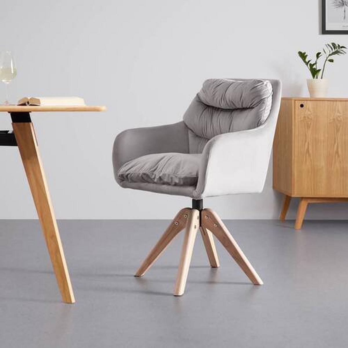 Židle JUANA světlešedá - světle šedá/přírodní barvy, Moderní, kov/dřevo (61/93/65cm) - Bessagi Home