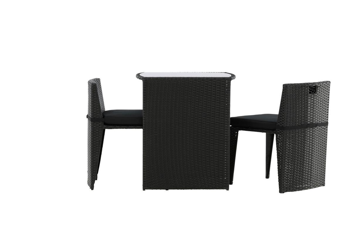Balkonmöbel Set Savanna Metall/kunststoff Mit Kissen - Schwarz/Grau, KONVENTIONELL, Kunststoff/Textil - Gardenson