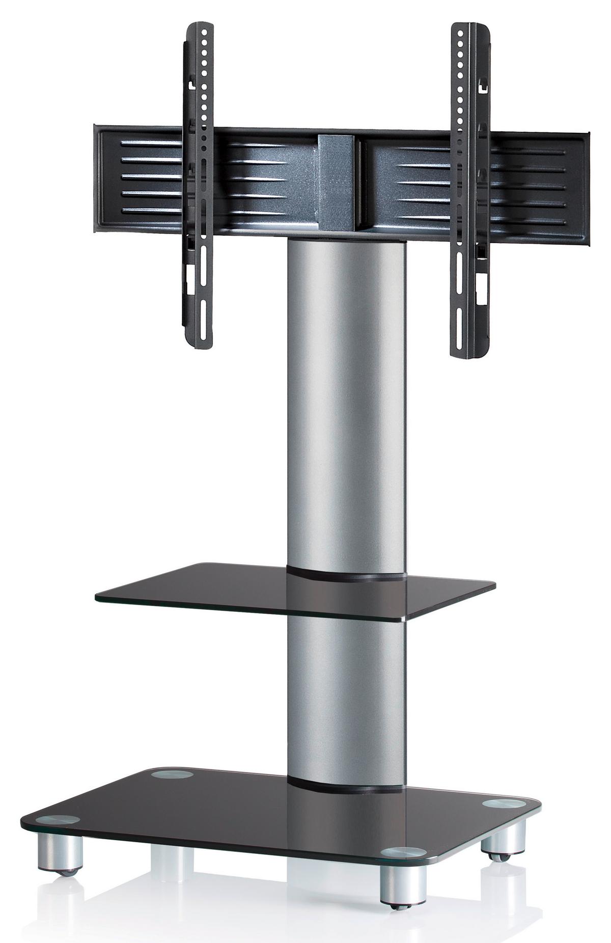 Tv-rack Bis 70“ Schwenkbar + Rollen Tosal Max. 30 Kg - Silberfarben/Schwarz, KONVENTIONELL, Glas/Metall (60/100/44cm) - MID.YOU