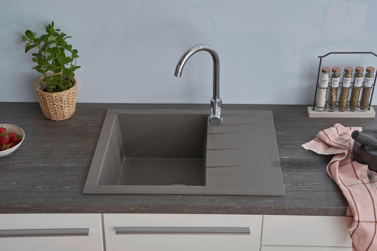 Spüle Houston Grau 62x21 Cm - Grau, Basics, Glas/Kunststoff (62/21/50cm) - Respekta