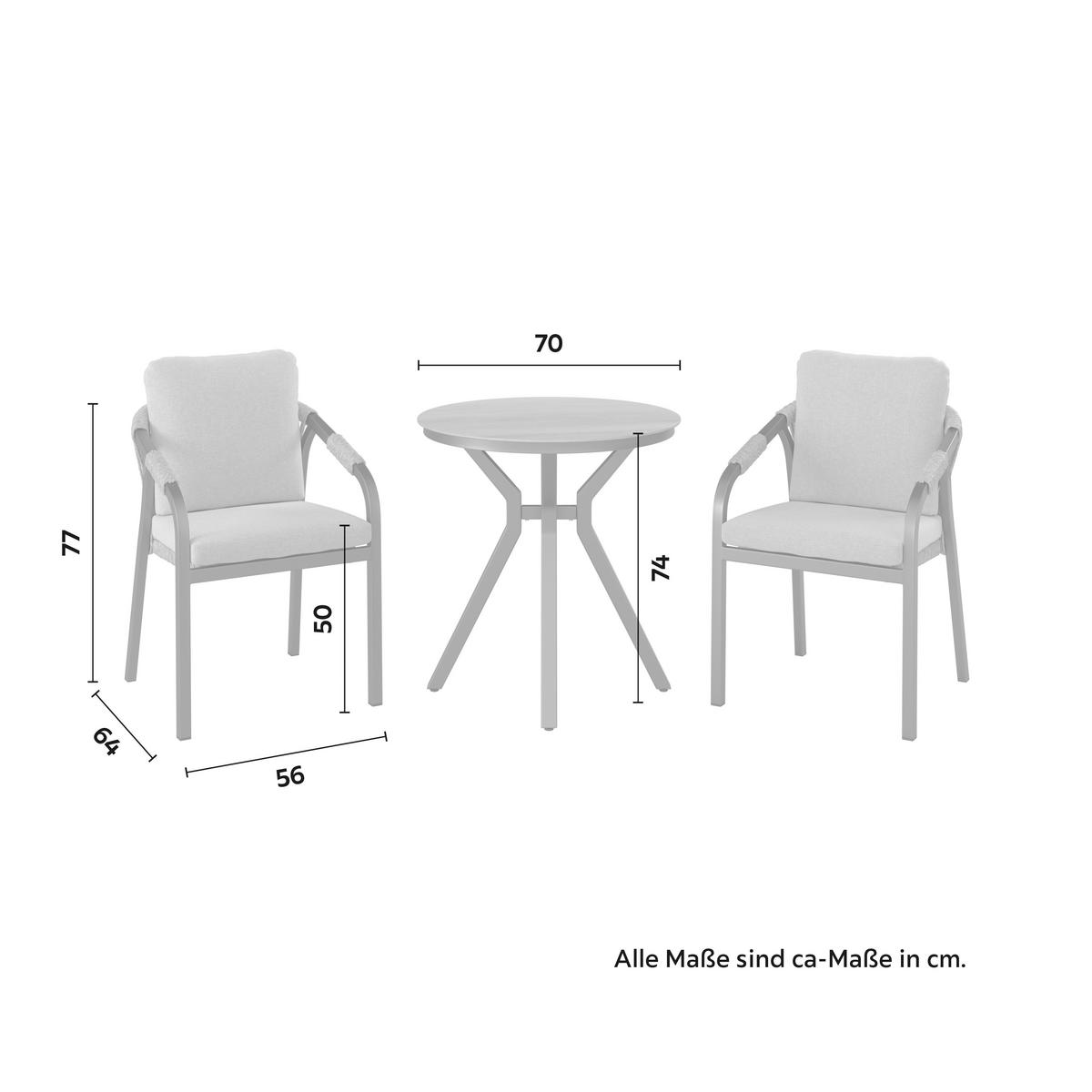 BALKÓNOVÁ ZOSTAVA JUSTIN - sivá/prírodná farba, Modern, kov/textil (70/74/70cm) - Mömax