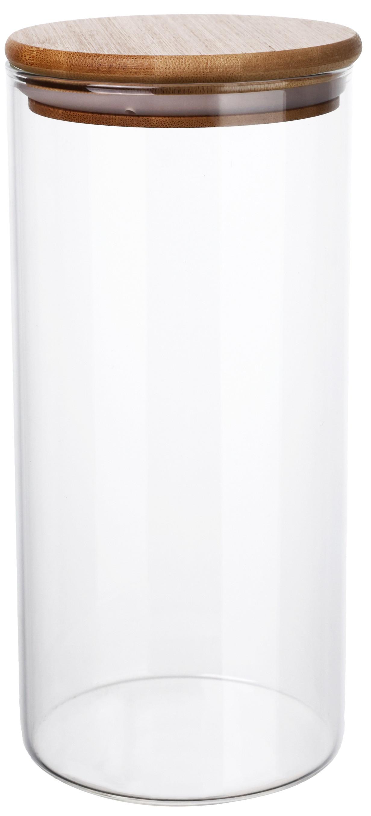 Vorratsglas aus Glas Cristin ca. 1 L, mit Bambusdeckel