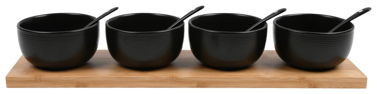 sada misiek na dip TAPAS - 4 - čierna, Modern, drevo/keramika (45/11.5/7.2cm) - Modern Living