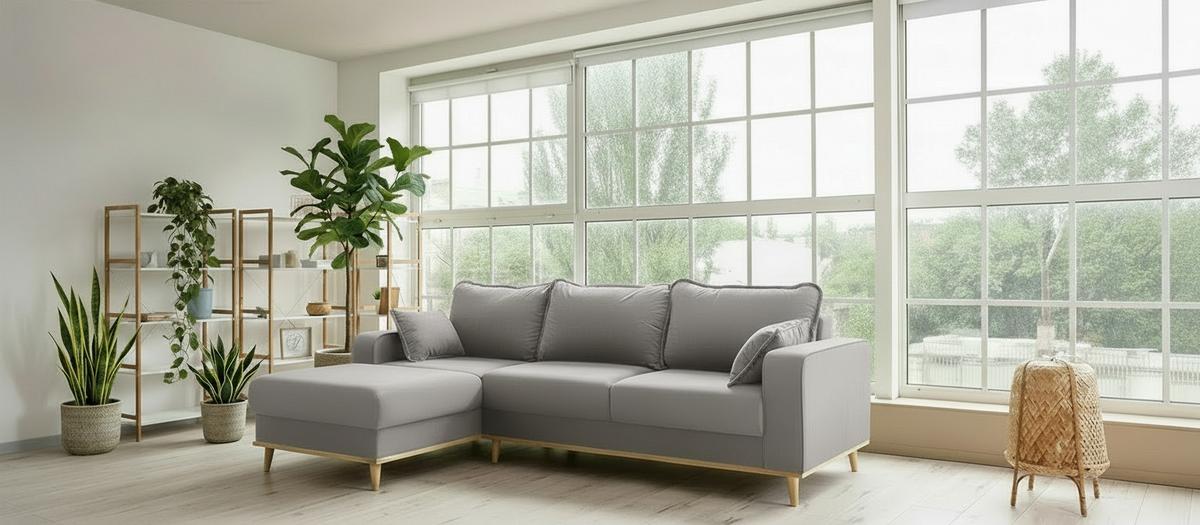 Ecksofa Beata Grau S: 150x230 cm - Wengefarben/Grau, Design, Textil (150/230cm) - Livetastic