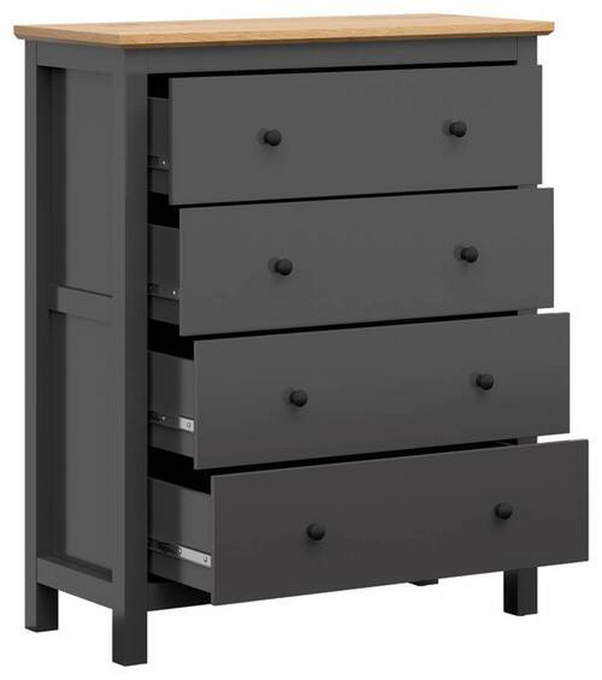 Kommode 101 Cm Hesen Chest Of Drawers, Graphitfarben - Graphitfarben/Eiche Artisan, Design, Holzwerkstoff (101/120/44cm)