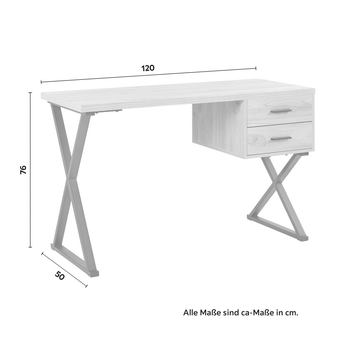 Psací stůl JULE dekor jasan - černá/barvy jasanu, Moderní, kov (120/50/76cm) - Bessagi Home