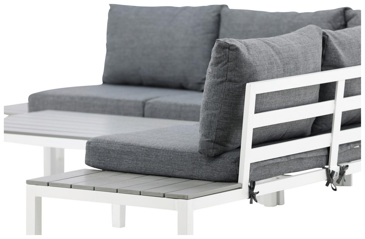 Loungegarnitur Odense - Weiß, KONVENTIONELL, Metall (133/167cm) - Gardenson