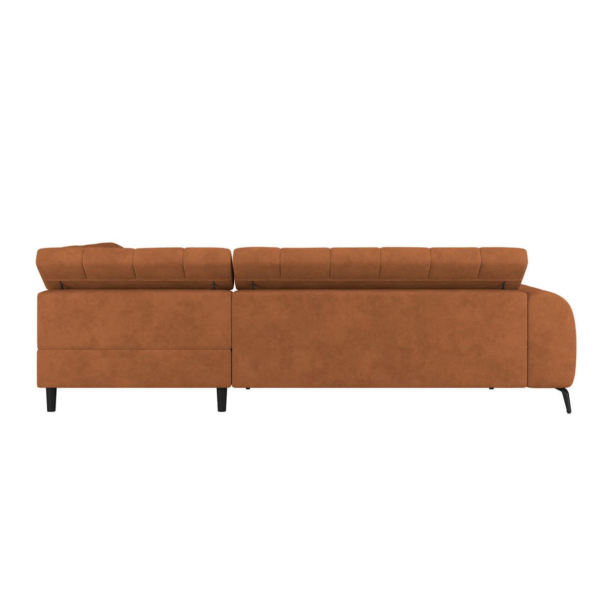 Ecksofa Volf rechts new rostfarben, S: 261x203 cm - Rostfarben/Schwarz, Trend, Kunststoff/Textil (261/203cm)