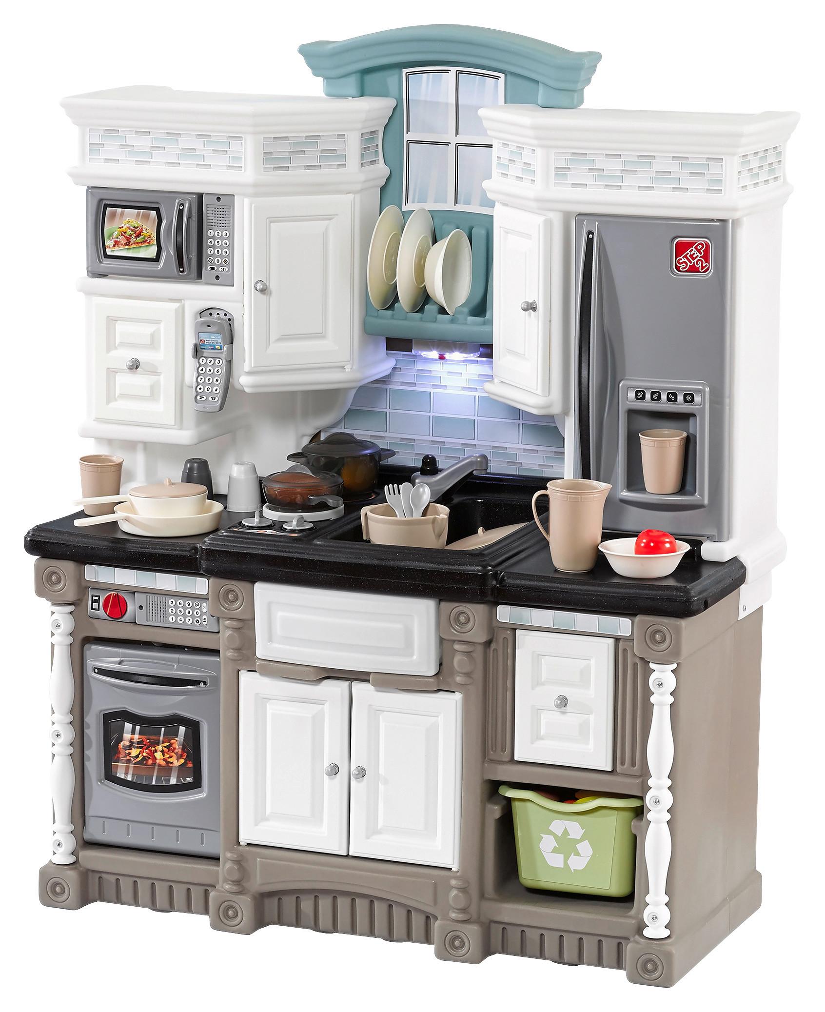 Spielküche Lebenstraum Kunststoff Ab 2 Jahren + Sound - Braun/Weiß, Basics, Kunststoff (90,2/113,6/39,4cm) - Ambia Garden