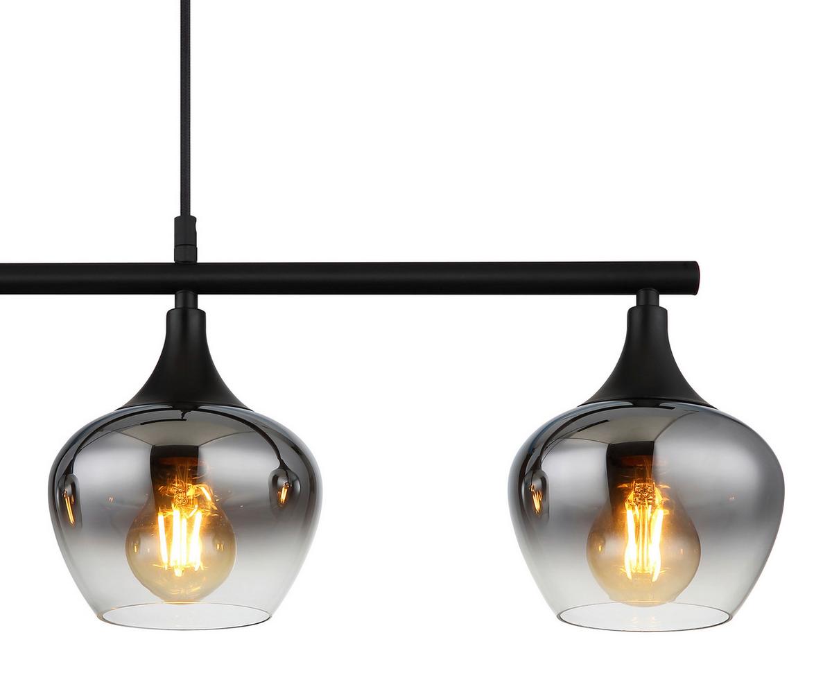 Hängeleuchte 15548-4h1 - Schwarz, Basics, Glas/Textil (90/15/120cm) - Globo