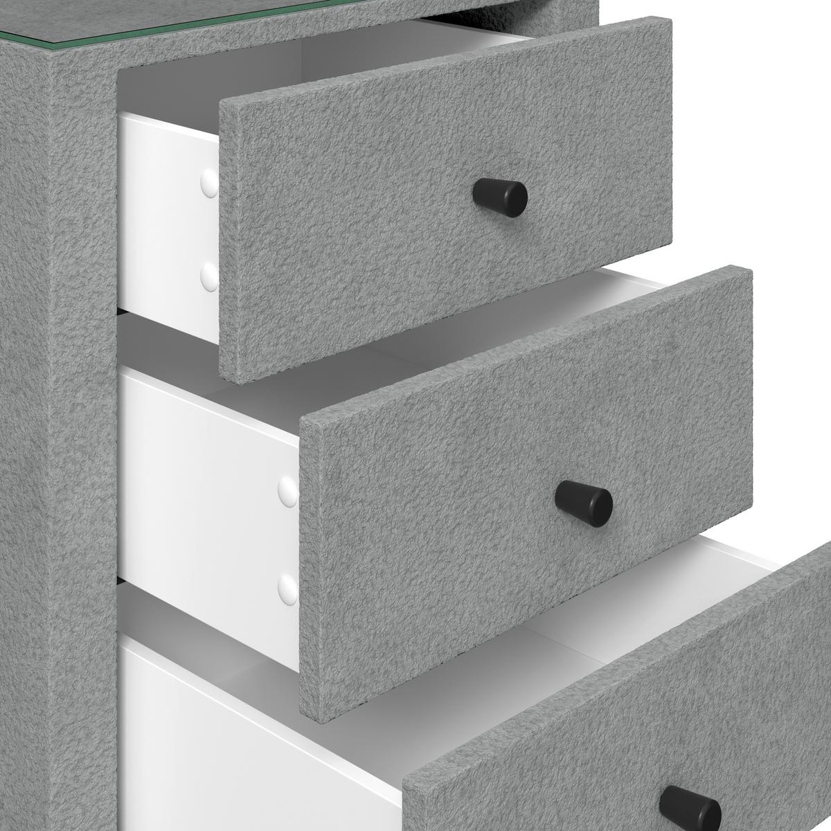 Nachtkästchen Elysia Dunkelgrau, B: 48 cm - Dunkelgrau, Trend, Glas/Holz (48/68/45,5cm) - Luca Bessoni