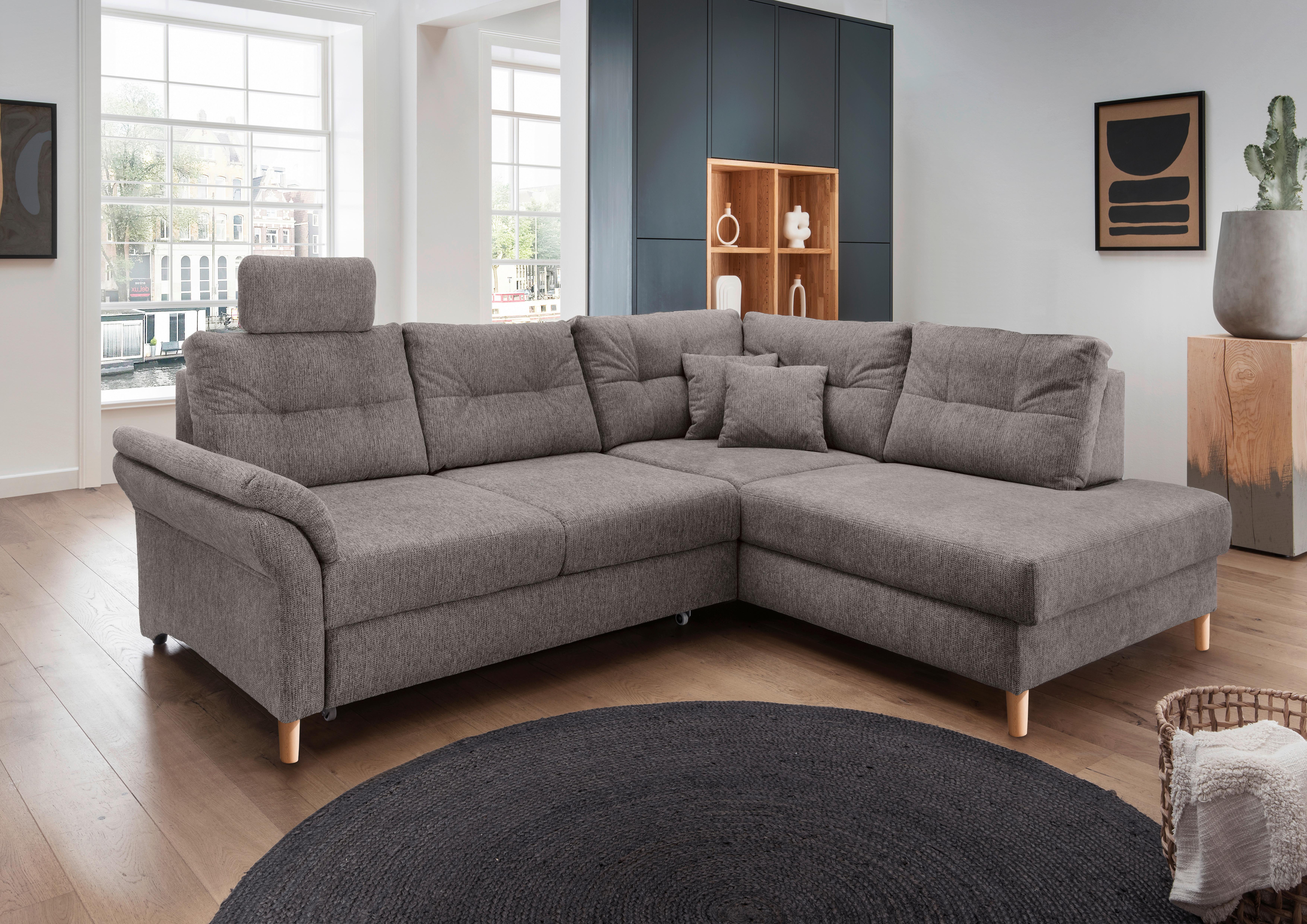 Ecksofa Brizzini Graubraun S: 264x206 Cm - Graubraun/Naturfarben, MODERN, Textil (264/206cm) - Livetastic