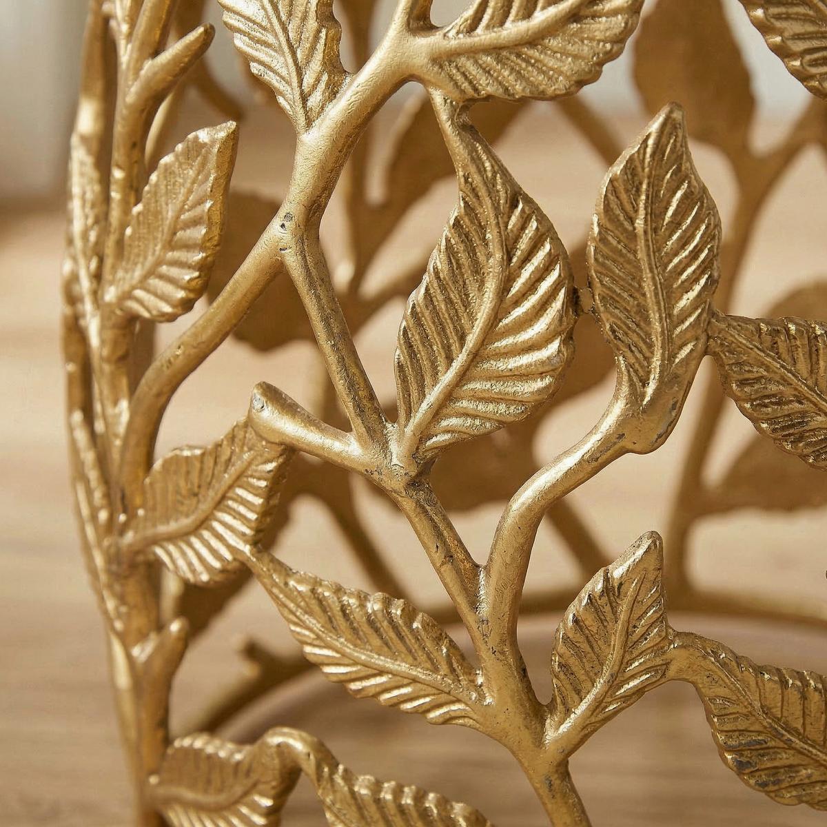 BEISTELLTISCH Weiß/Goldfarben L: 40cm - Goldfarben/Weiß, Design, Stein/Metall (40/40/46cm) - MID.YOU