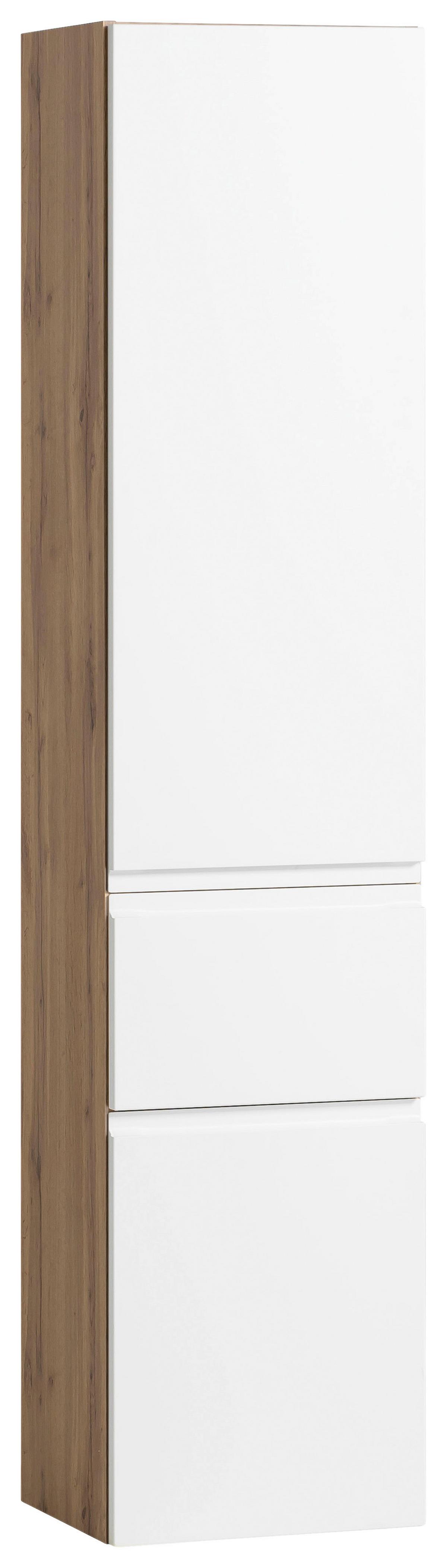 Badezimmer Hochschrank Varese BxH 40x180 cm Weiß/Eiche Dekor - Eiche Wotan/Weiß, MODERN, Holzwerkstoff (40/180/35cm) - Held