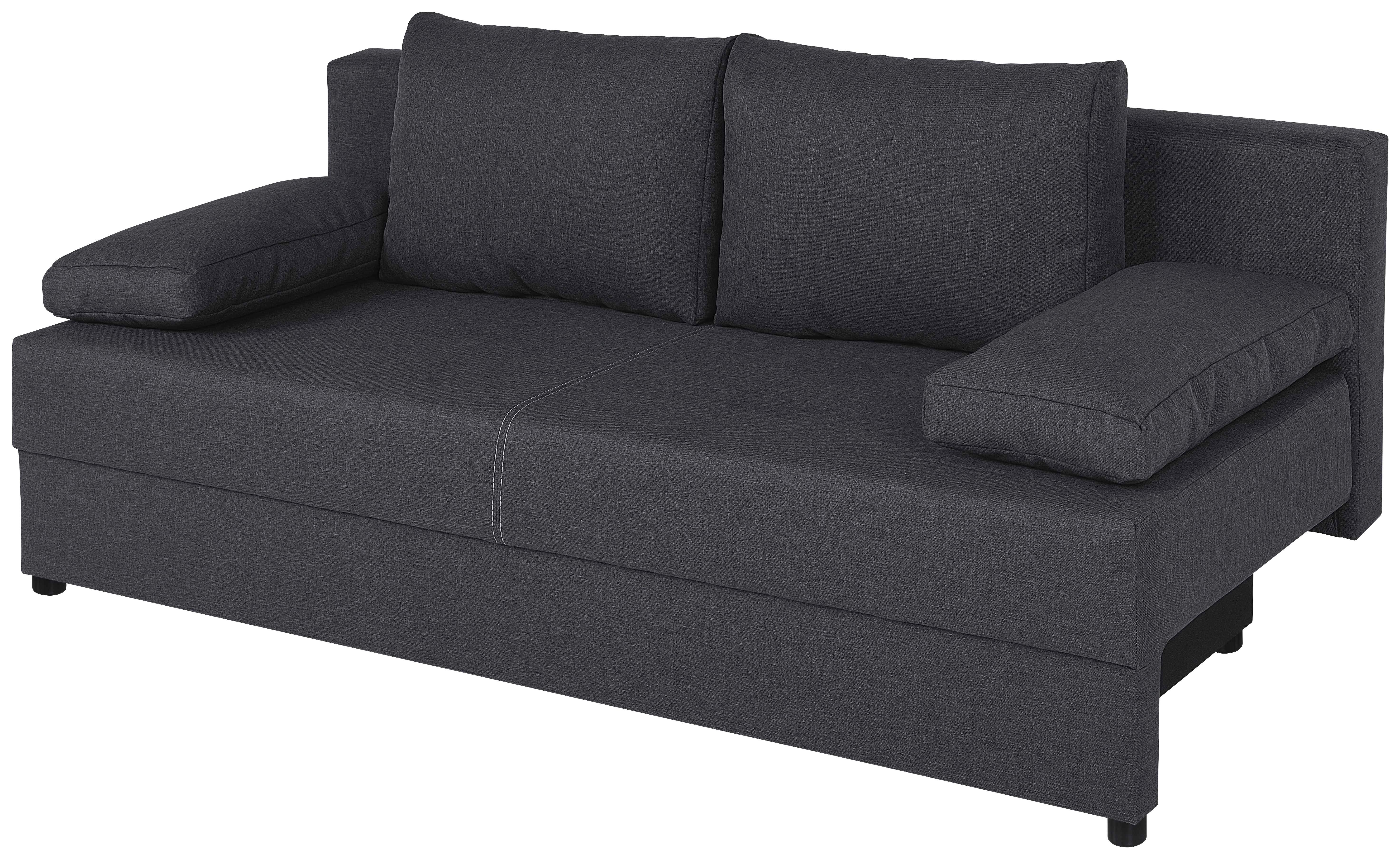 Rozkládací pohovka MEGA, tmavě šedá - černá/tmavě šedá, Design, kompozitní dřevo/textil (190/80/75cm) - Based