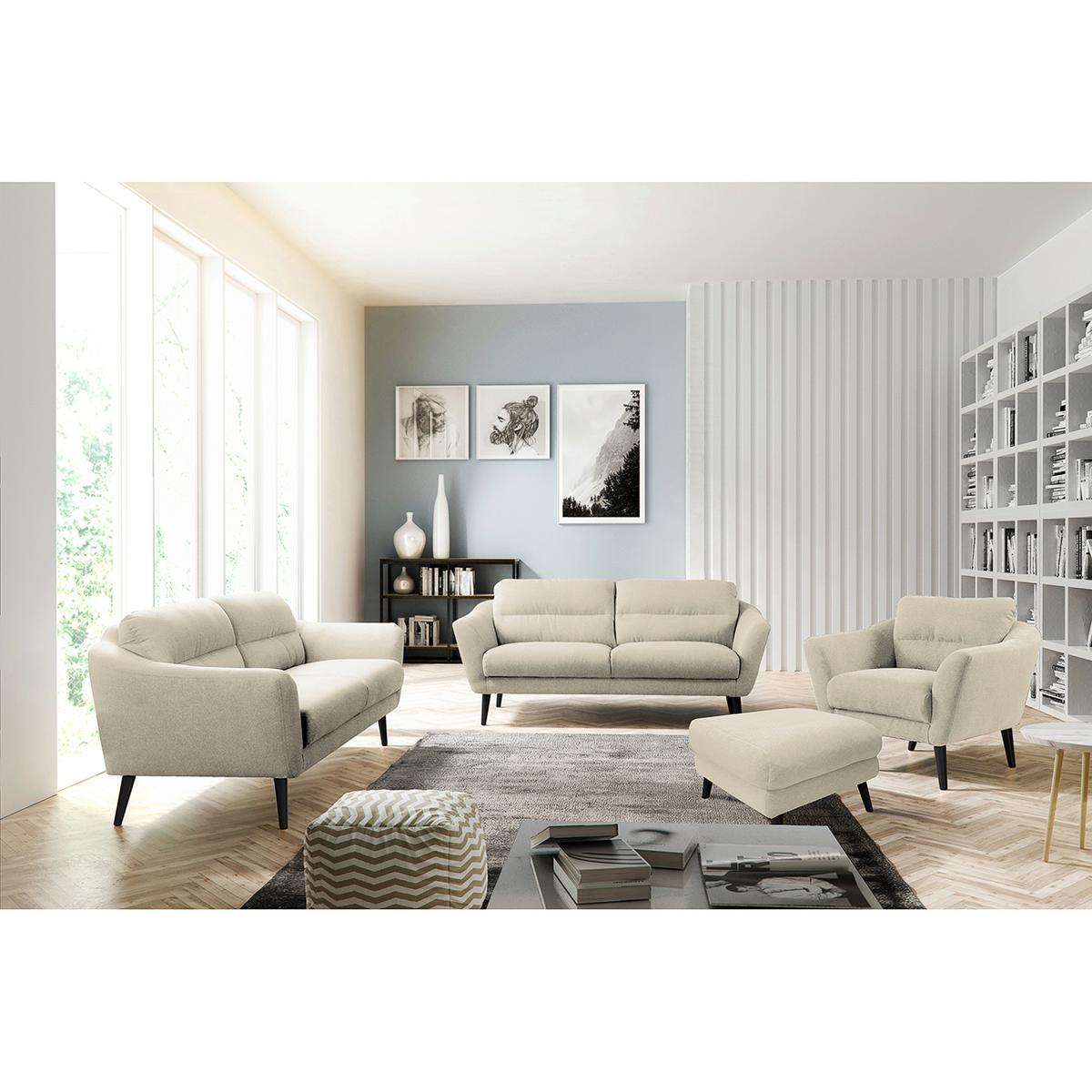 Hocker Tromso Creme B: 61 cm - Creme/Schwarz, Design, Textil (61/49/65cm) - Livetastic