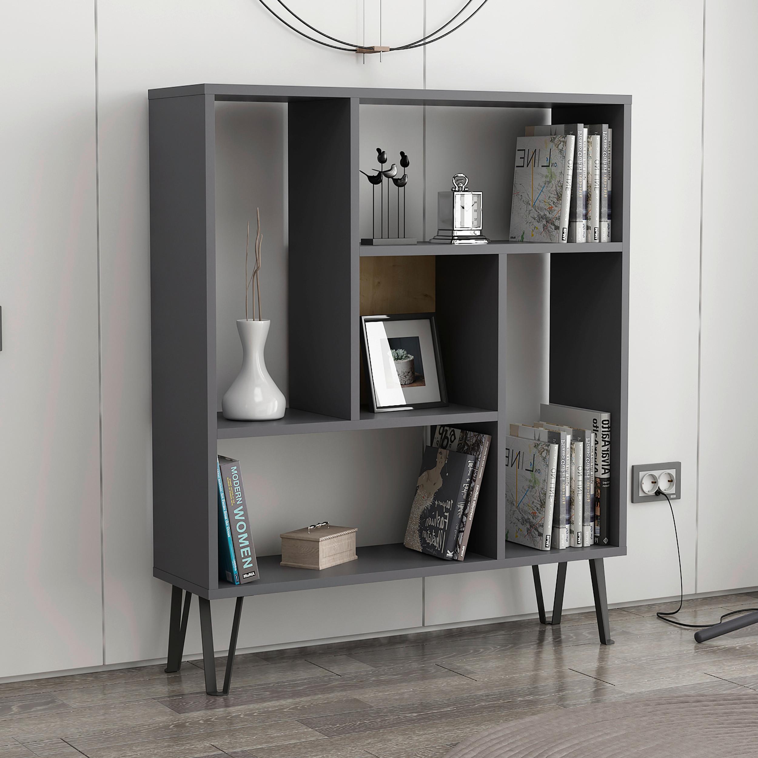 Regal Arven Standregal - Eichefarben/Anthrazit, Design, Holzwerkstoff (90/107,8/25cm) - Livetastic