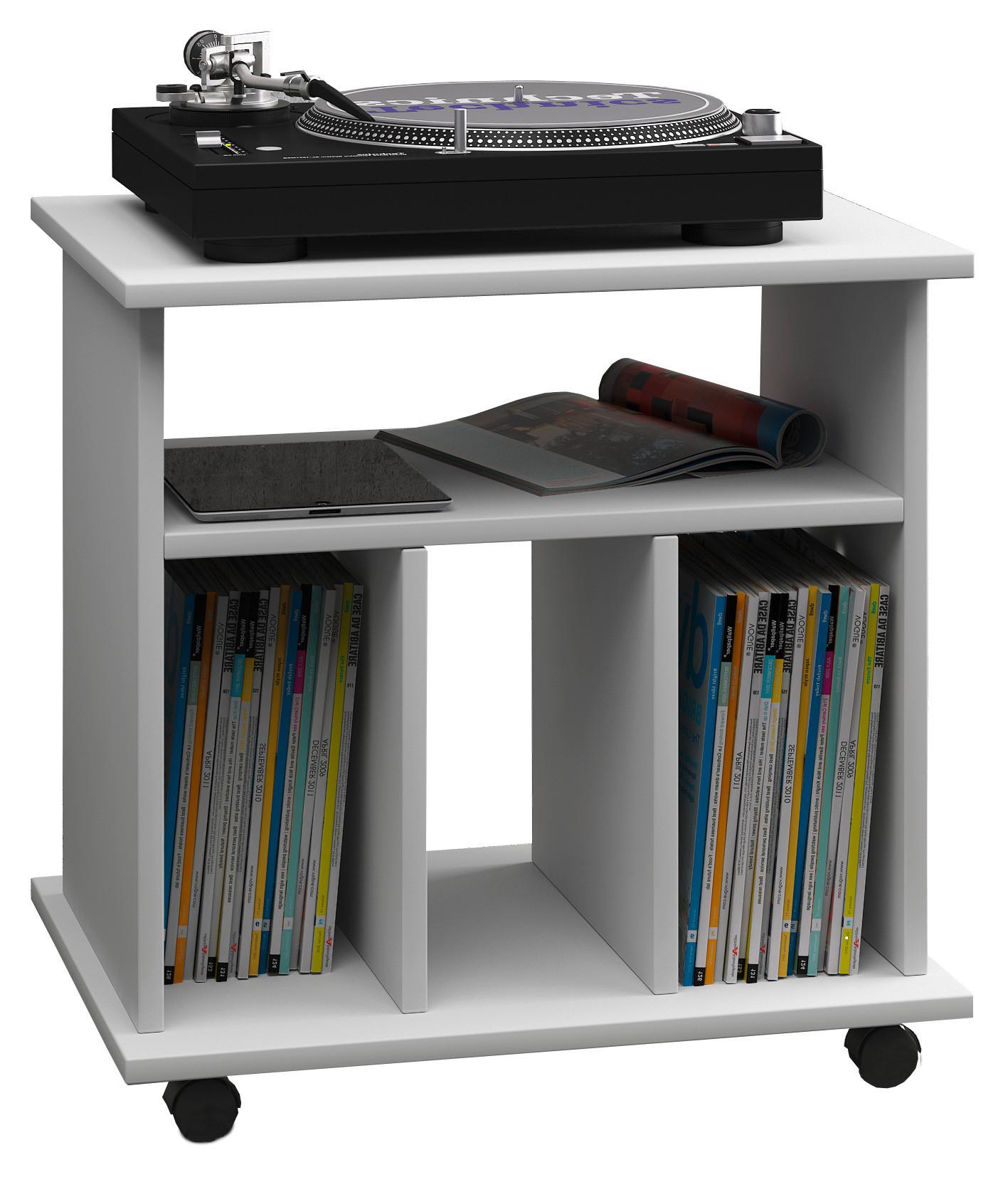 MID.YOU Schallplattenregal mit Rollen Retal 60 cm, Weiß