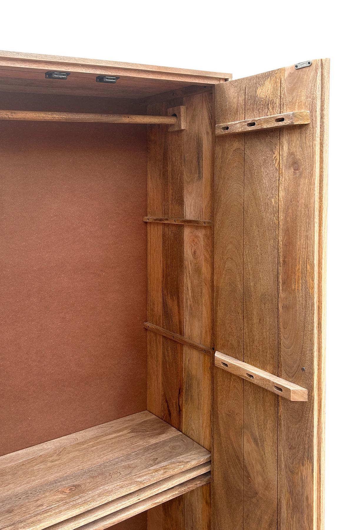 SCHRANK Mangoholz/Metall B: 80cm - Schwarz/Naturfarben, Design, Holz/Metall (80/180/45cm) - MID.YOU