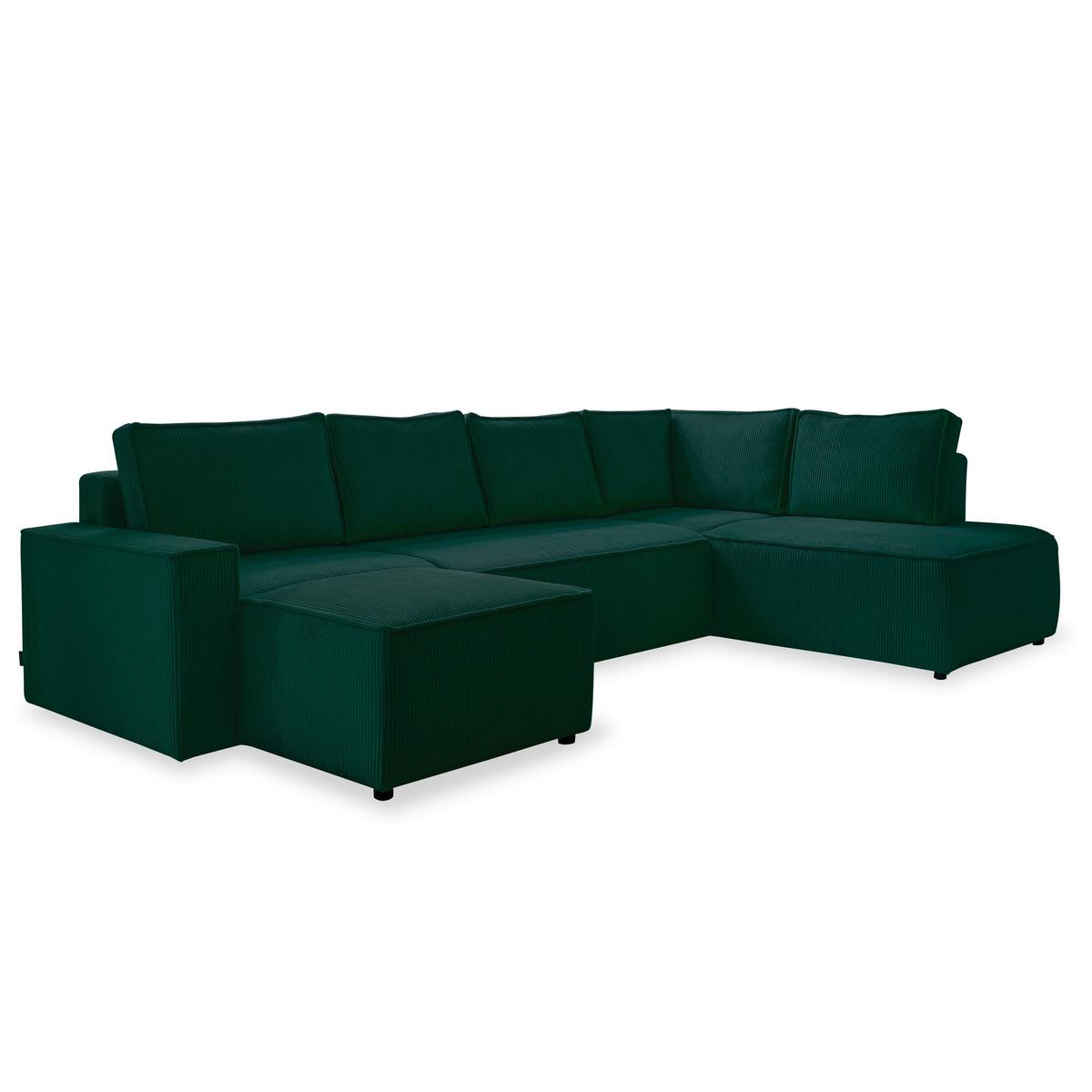 Rohová sedacia súprava OLIVER, tmavozelená, menčester, pravá - čierna/tmavozelená, Design, textil/plast (156/322/194cm) - MID.YOU