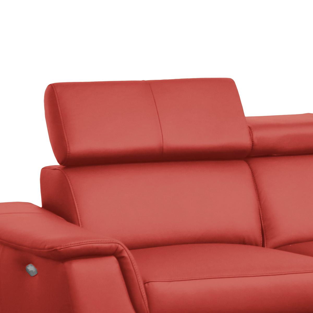 Ecksofa Lince Rot S: 257x197 Cm - Chromfarben/Rot, Design, Leder/Textil (257/197cm) - Livetastic
