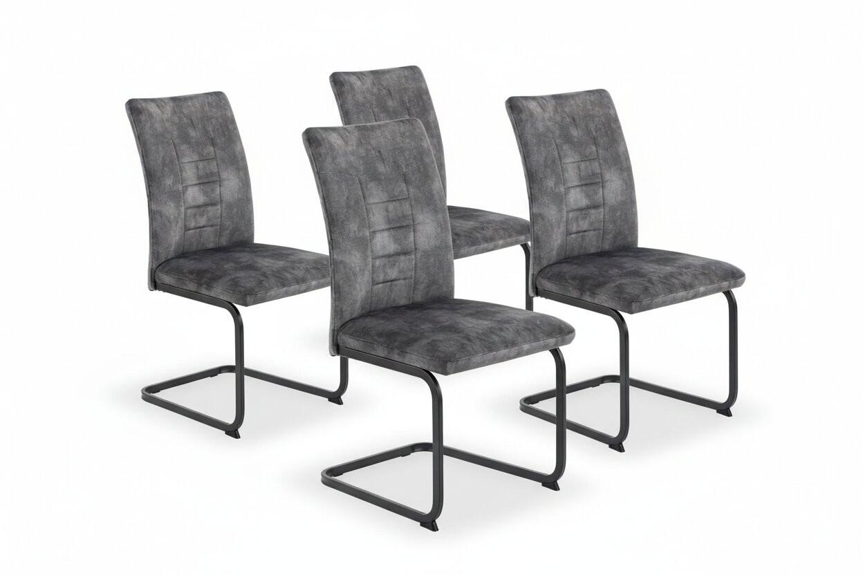 Schwingstuhl-Set Gela S 4er-Set - Anthrazit/Schwarz, MODERN, Textil/Metall (49/98/61cm) - MID.YOU