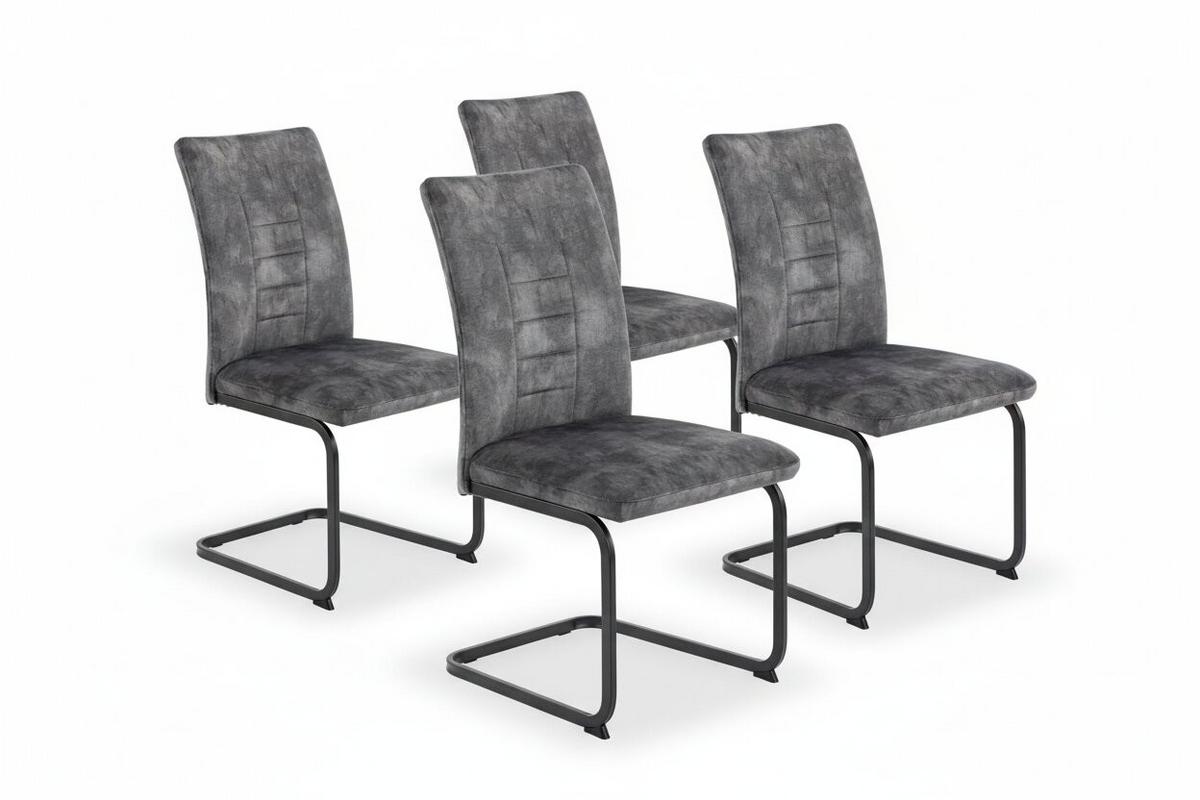 Schwingstuhl-Set Gela S 4er-Set - Anthrazit/Schwarz, MODERN, Textil/Metall (49/98/61cm) - MID.YOU